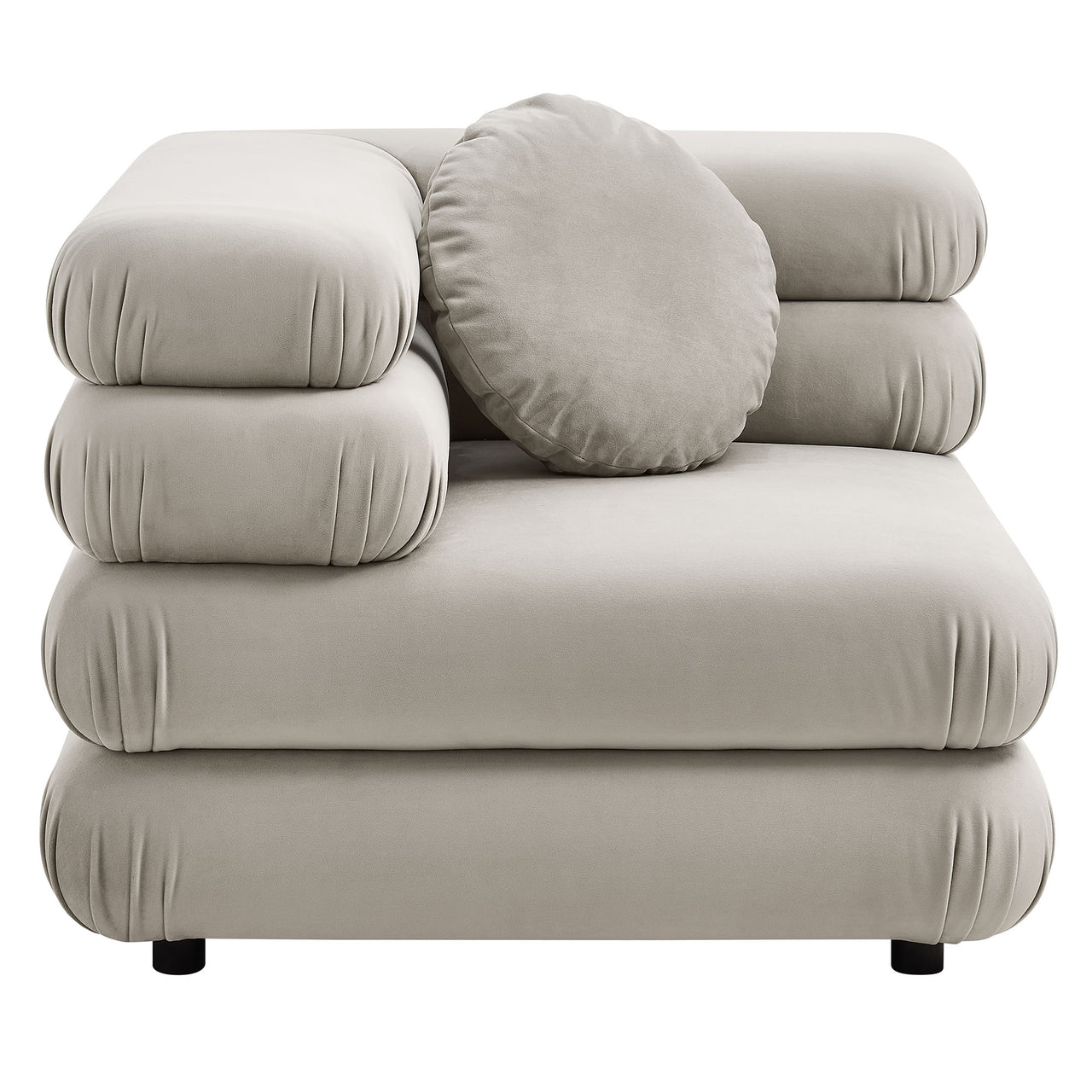 Strata Upholstered Velvet Corner Chair | Modular Sectional Component, Almond