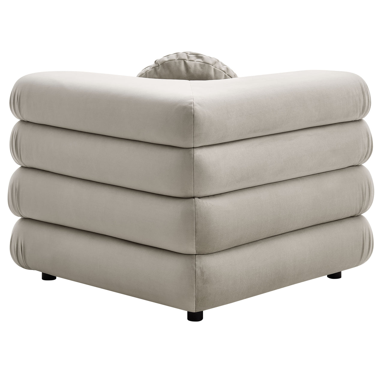 Strata Upholstered Velvet Corner Chair | Modular Sectional Component, Almond