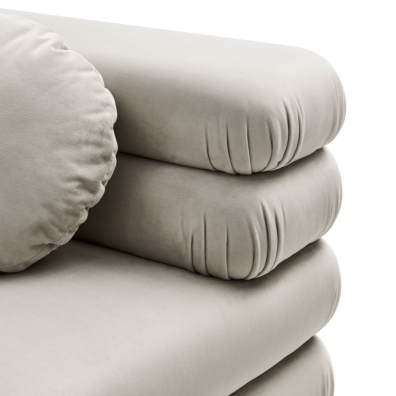 Strata Upholstered Velvet Corner Chair | Modular Sectional Component, Almond