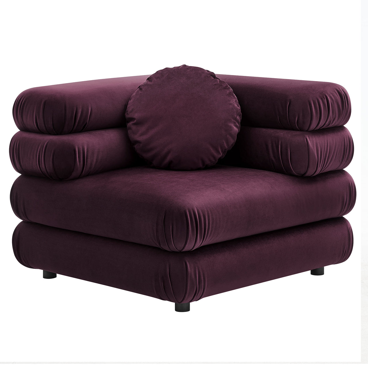 Strata Upholstered Velvet Corner Chair | Modular Sectional Component, Wine
