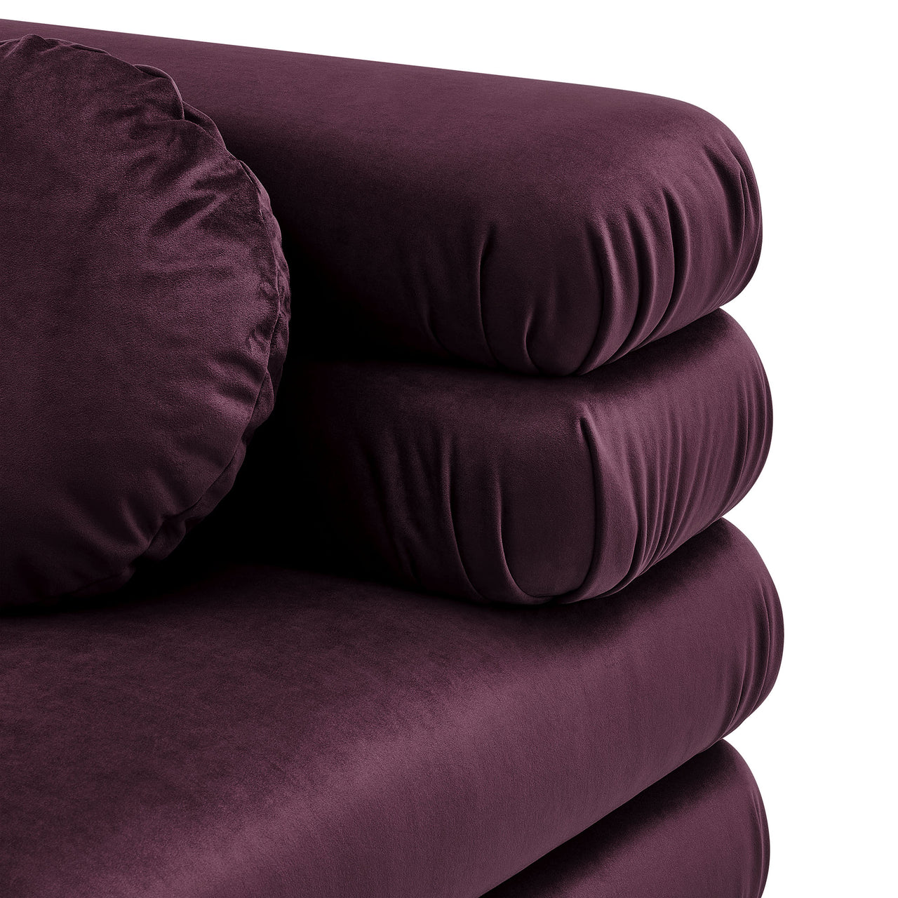 Strata Upholstered Velvet Corner Chair | Modular Sectional Component, Wine