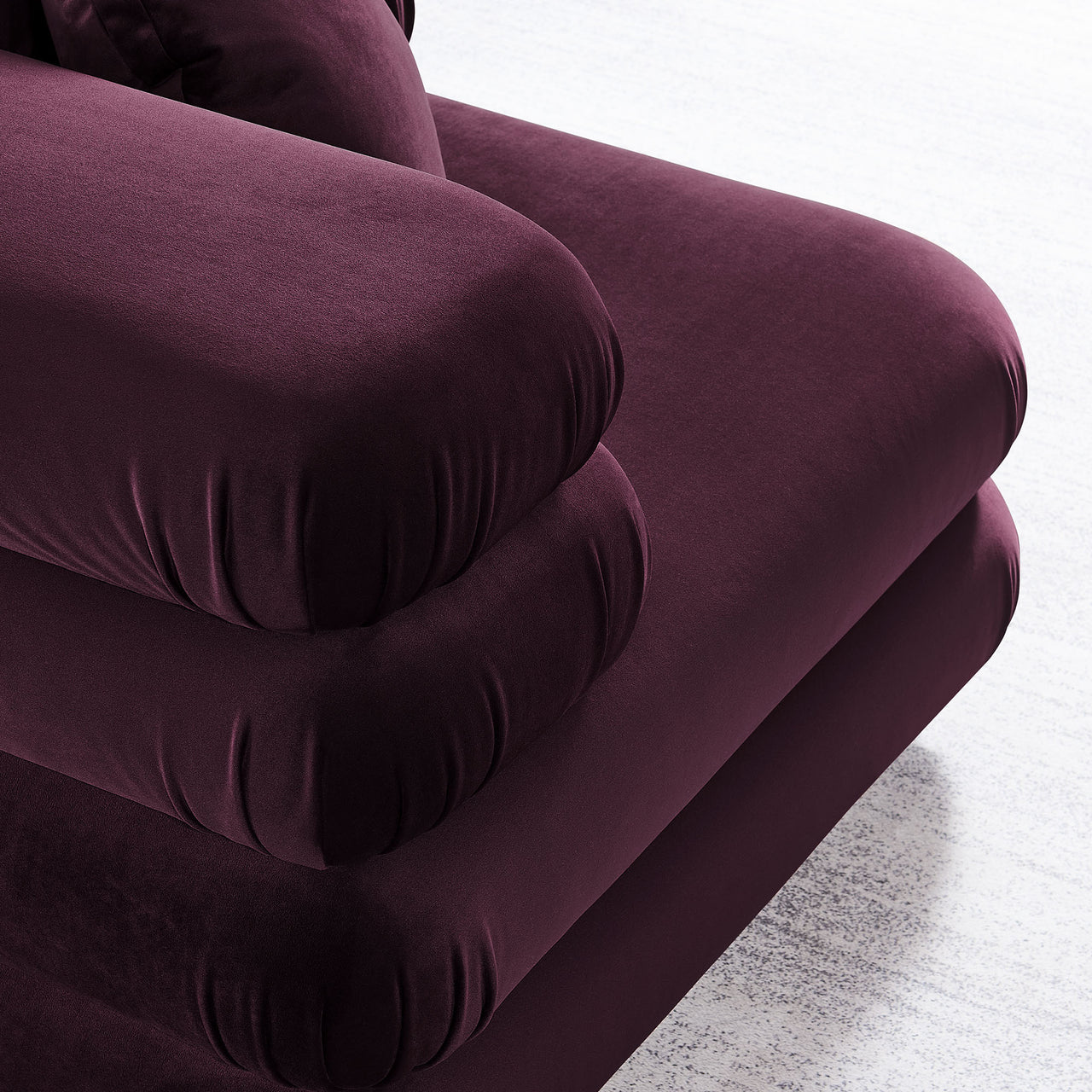 Strata Upholstered Velvet Corner Chair | Modular Sectional Component, Wine