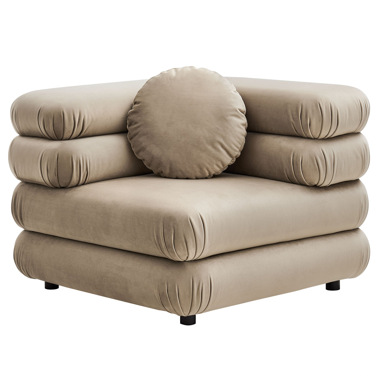 Strata 3-Piece Upholstered Velvet Modular Sectional, Taupe