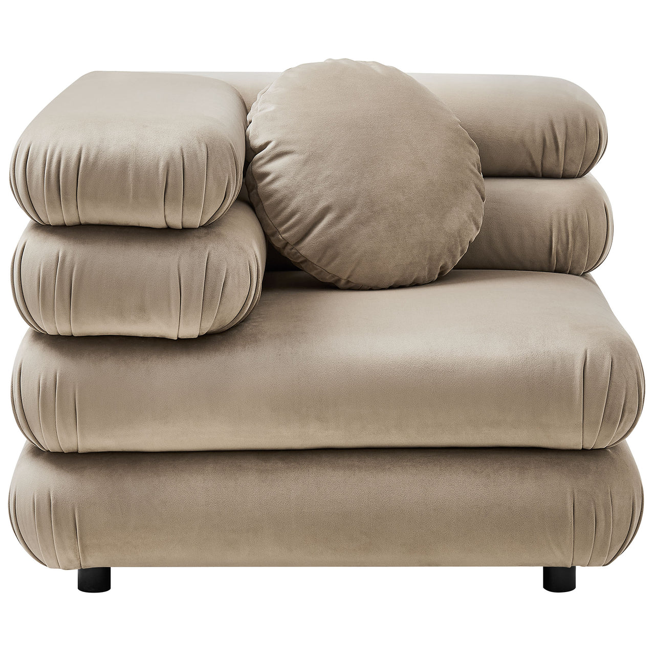Strata 4-Piece Upholstered Velvet Modular Sectional, Taupe
