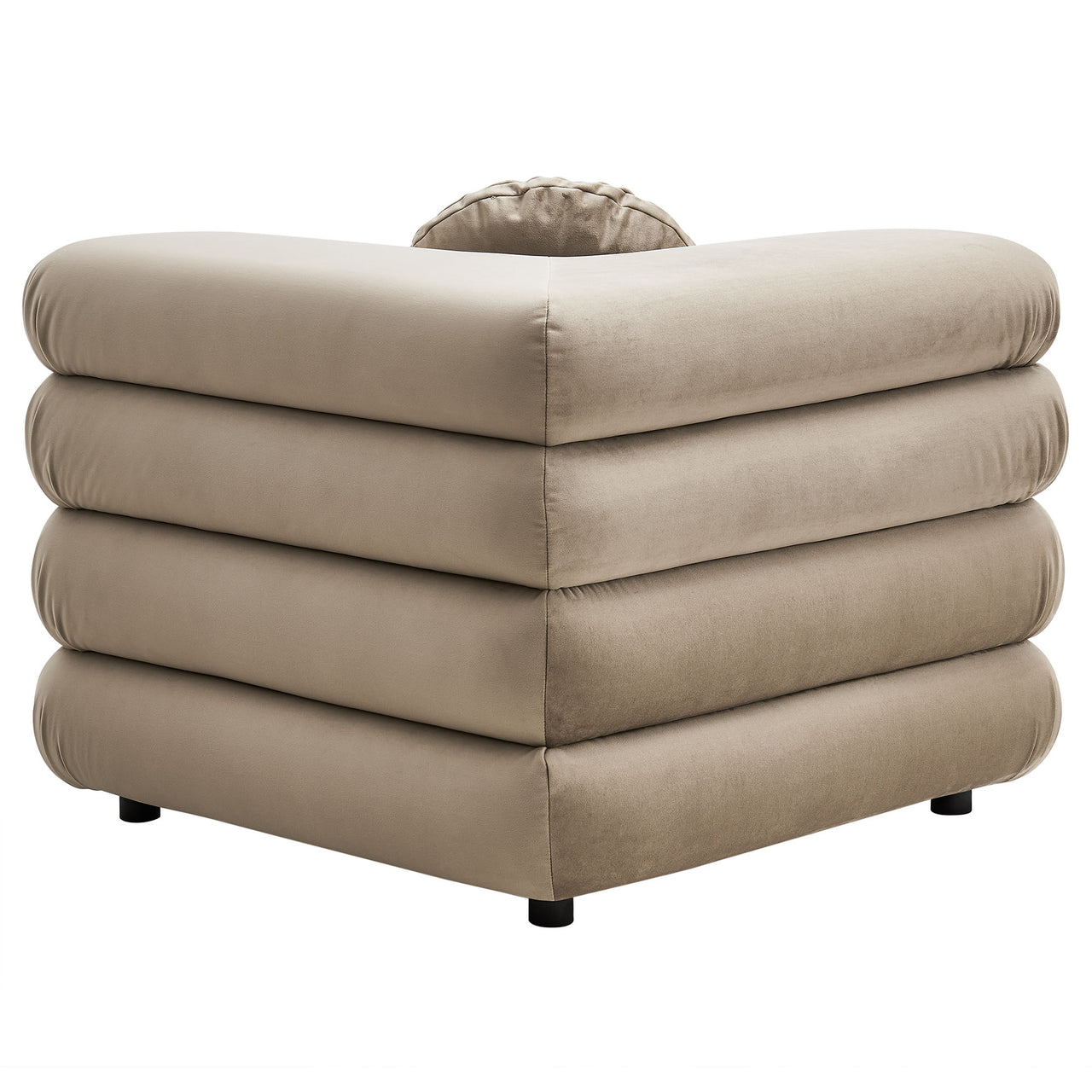 Strata Upholstered Velvet Corner Chair | Modular Sectional Component, Taupe