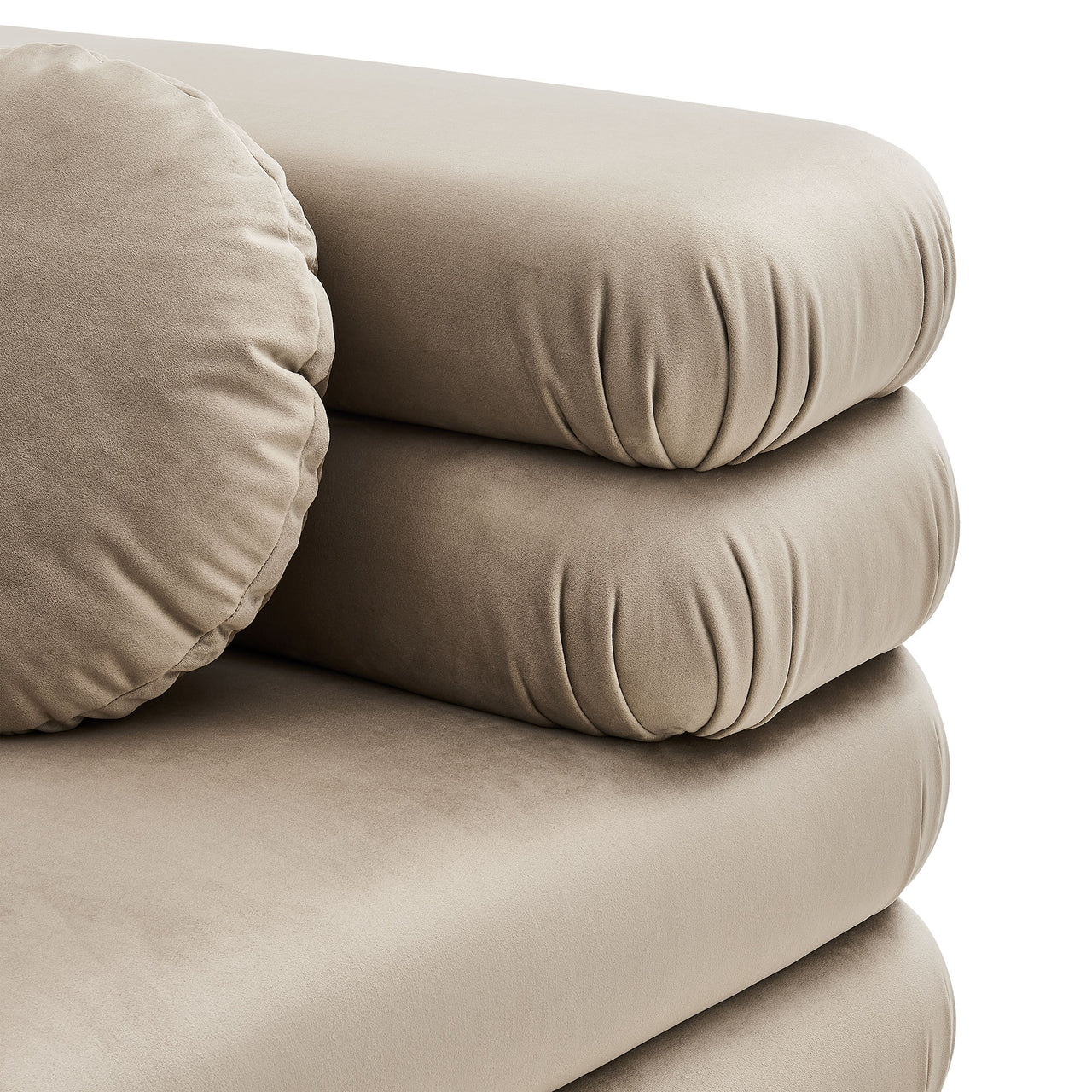 Strata Upholstered Velvet Corner Chair | Modular Sectional Component, Taupe