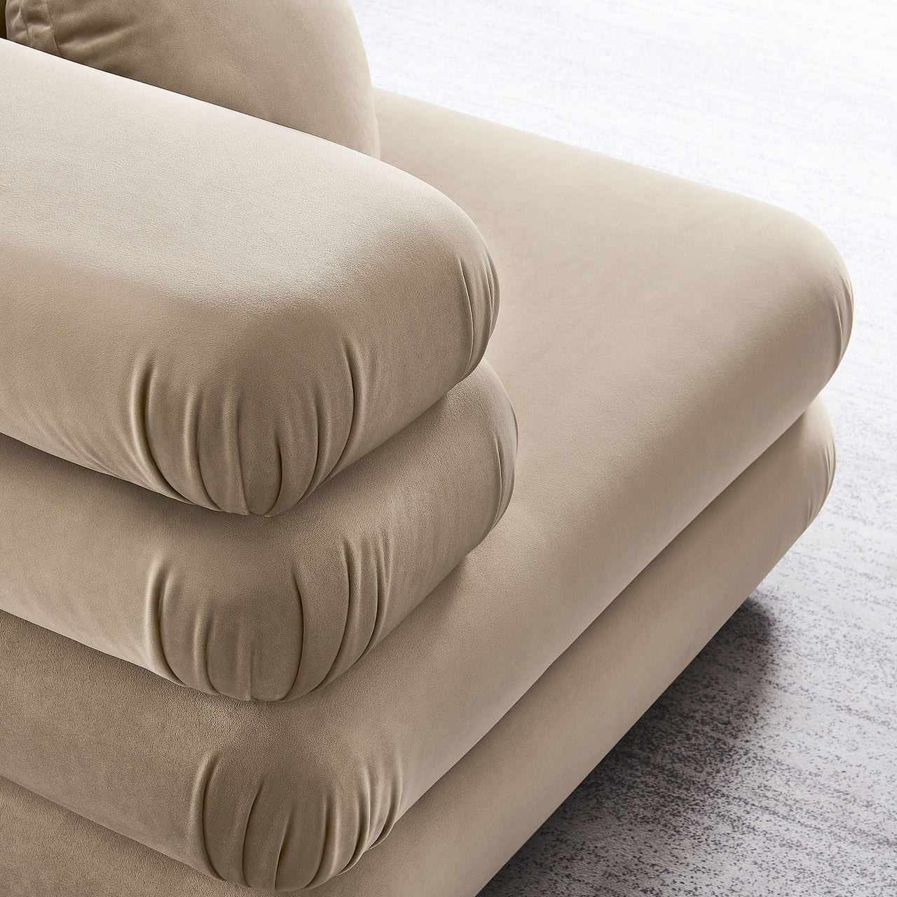 Strata Upholstered Velvet Corner Chair | Modular Sectional Component, Taupe
