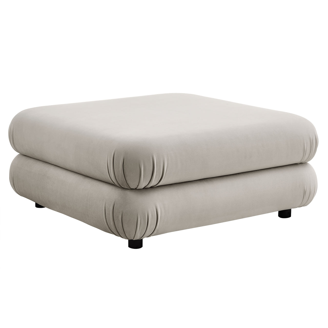 Strata Upholstered Velvet Ottoman | Modular Sectional Component, Almond