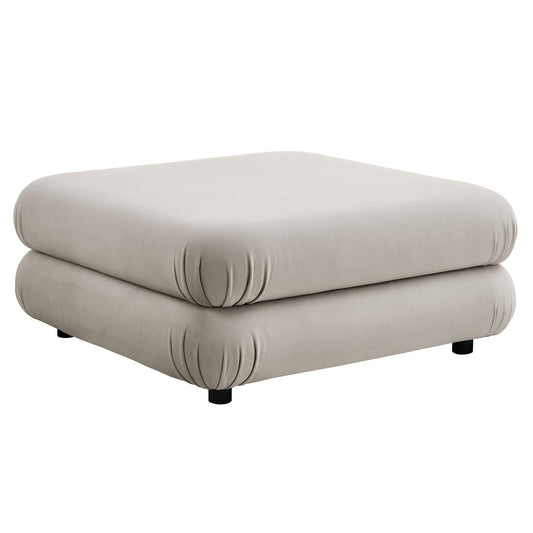 Strata Upholstered Velvet Ottoman | Modular Sectional Component, Almond