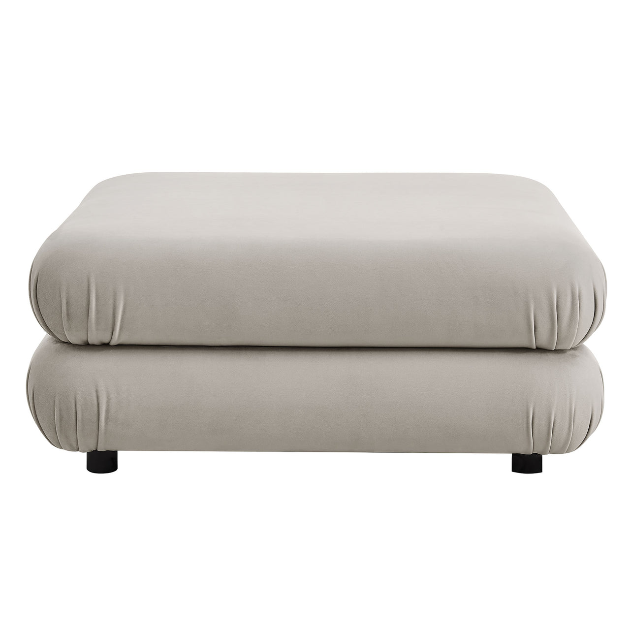 Strata Upholstered Velvet Ottoman | Modular Sectional Component, Almond