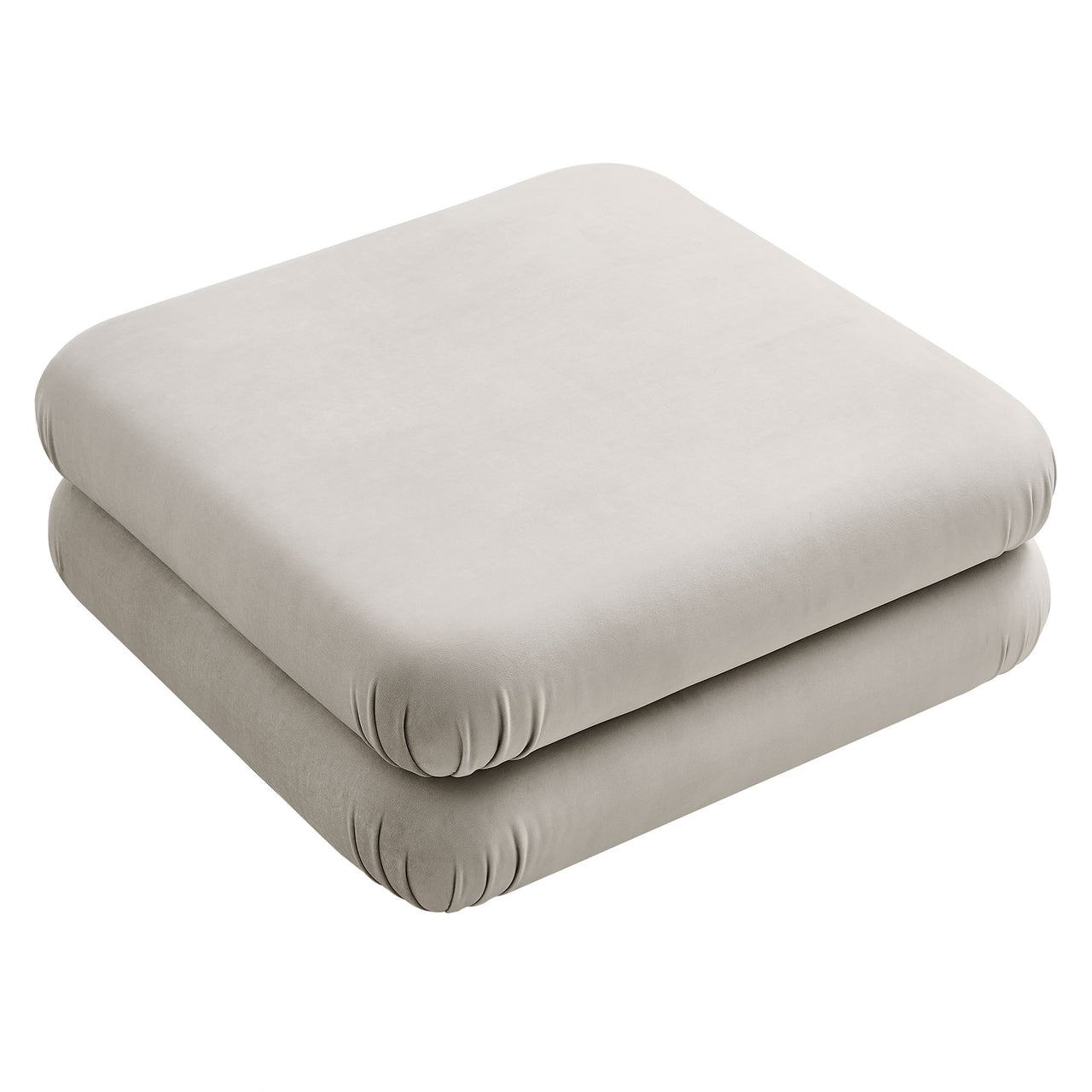 Strata Upholstered Velvet Ottoman | Modular Sectional Component, Almond
