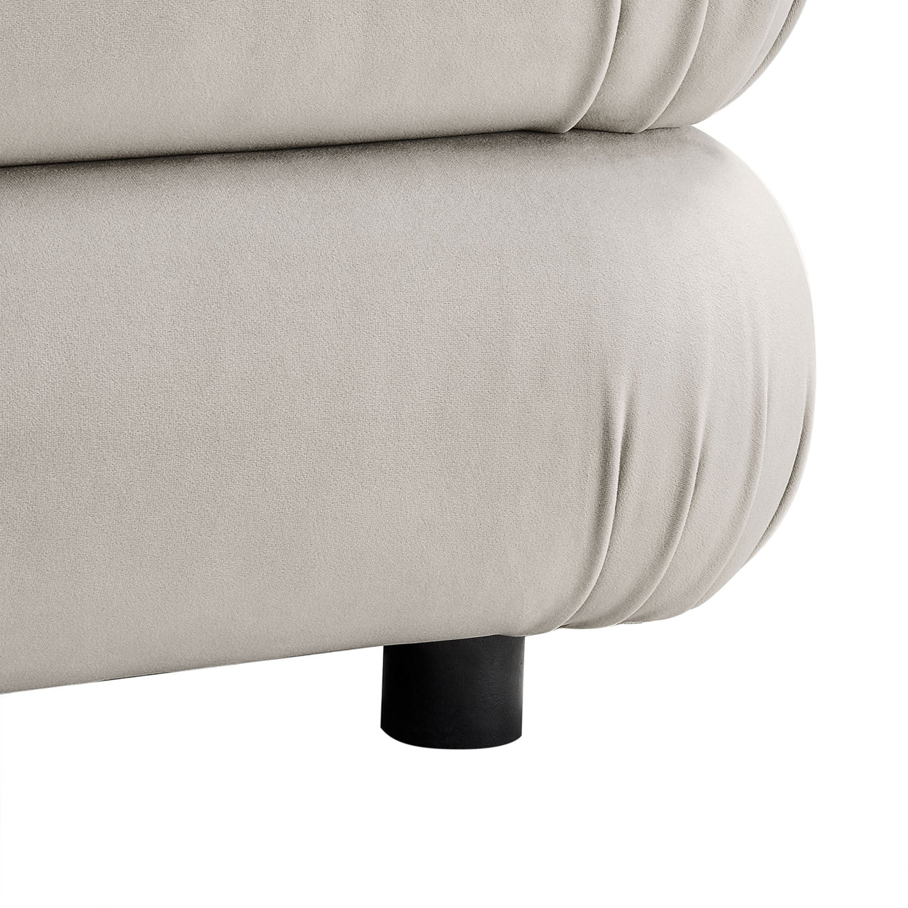 Strata Upholstered Velvet Ottoman | Modular Sectional Component, Almond