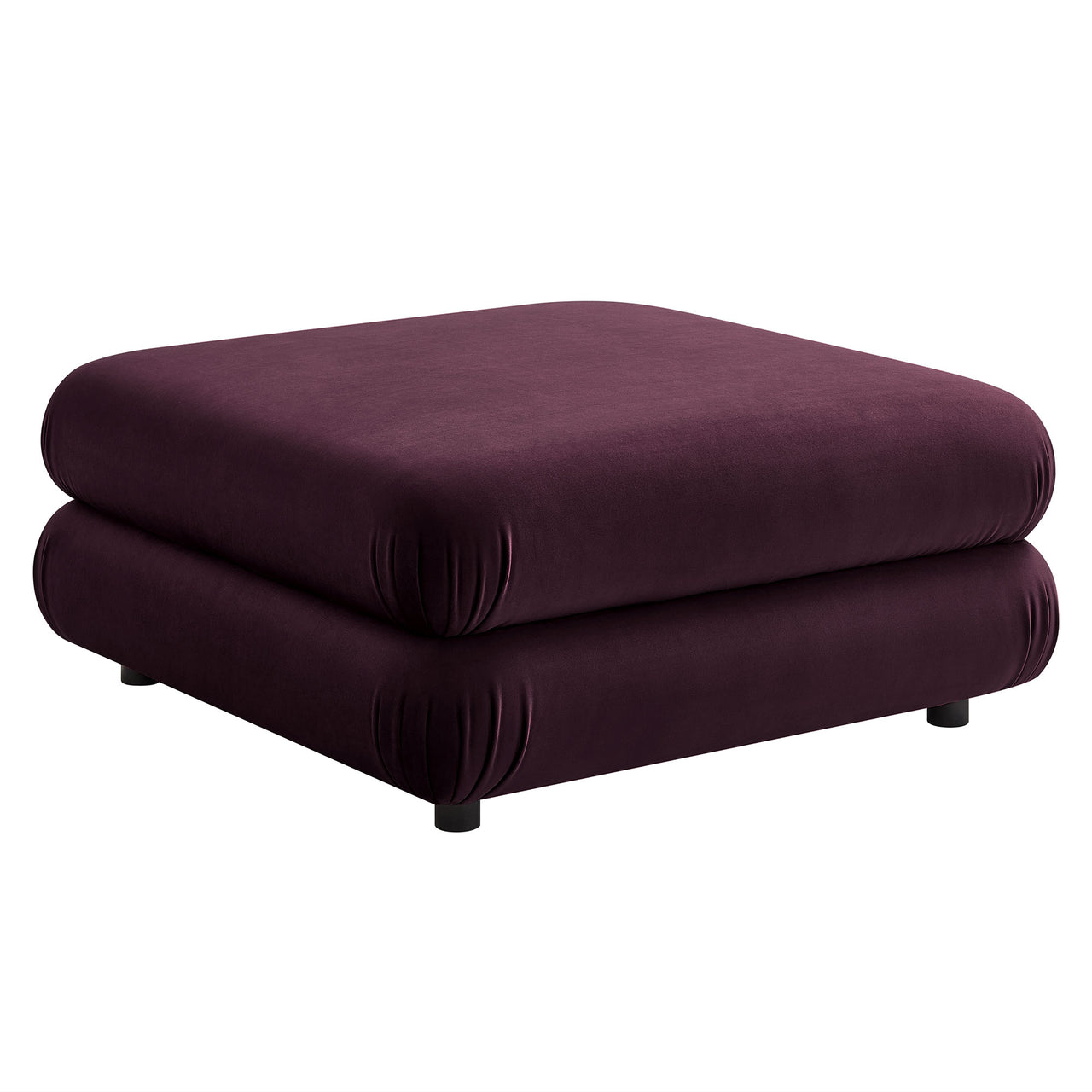 Strata Upholstered Velvet Ottoman | Modular Sectional Component, Wine