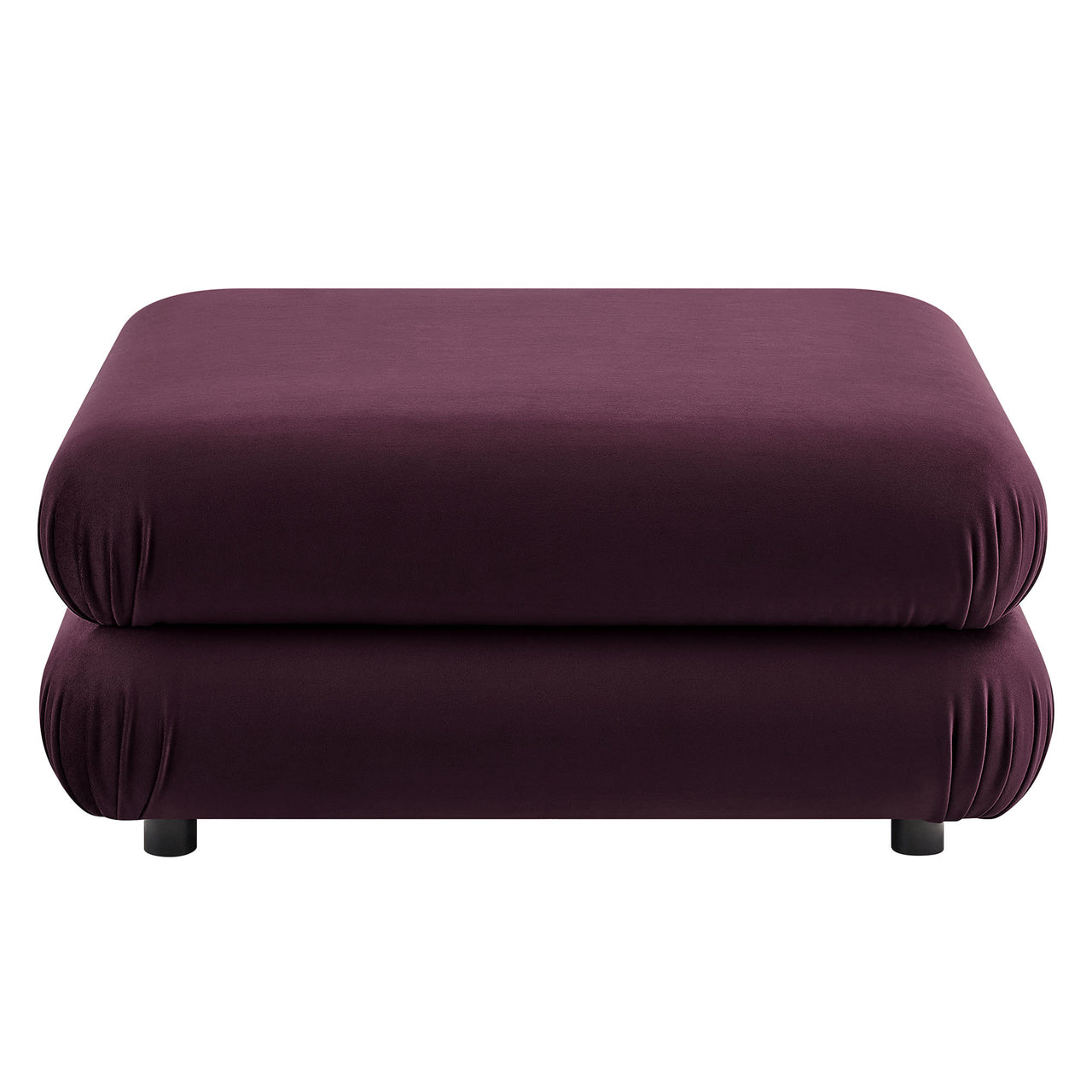 Strata Upholstered Velvet Ottoman | Modular Sectional Component, Wine