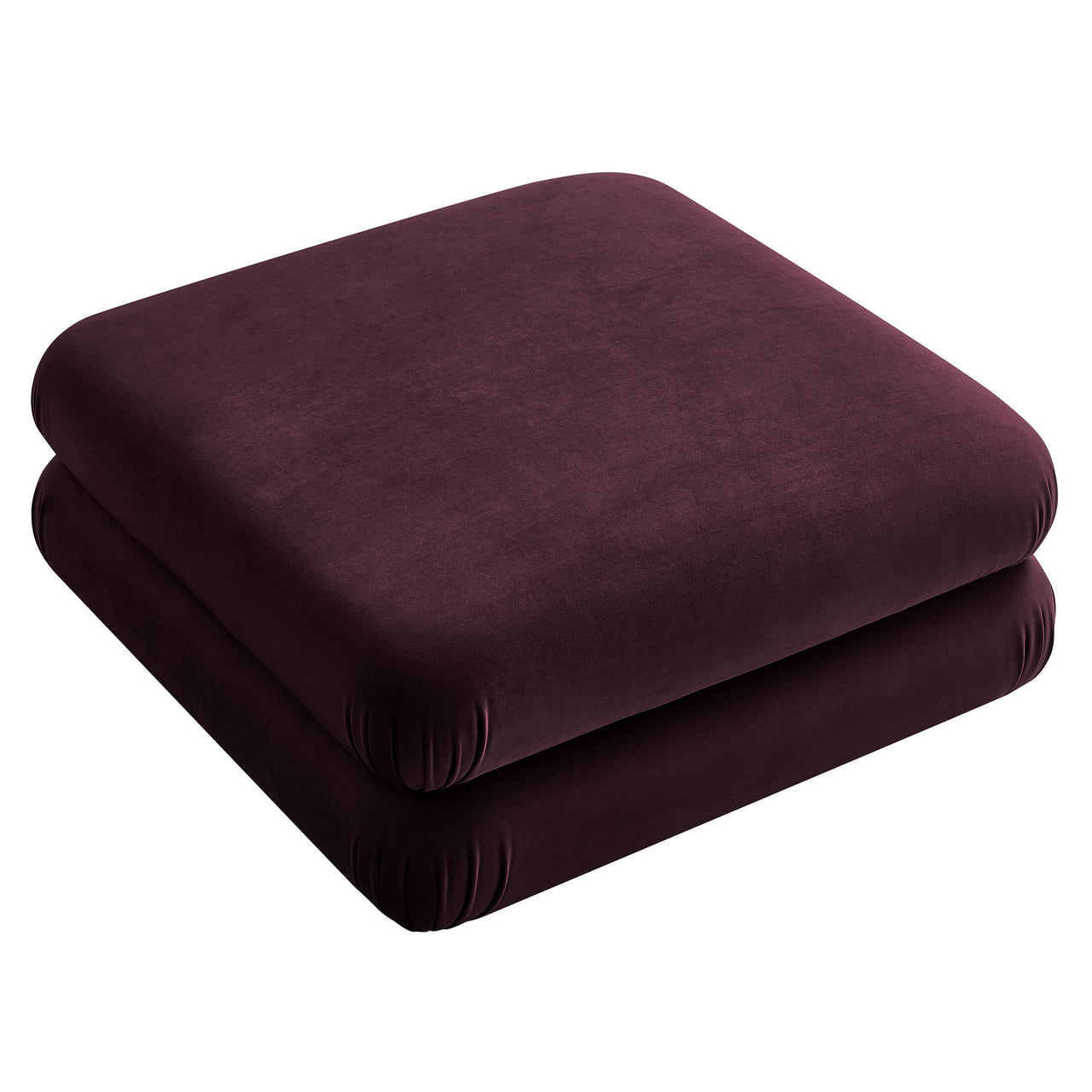Strata Upholstered Velvet Ottoman | Modular Sectional Component, Wine