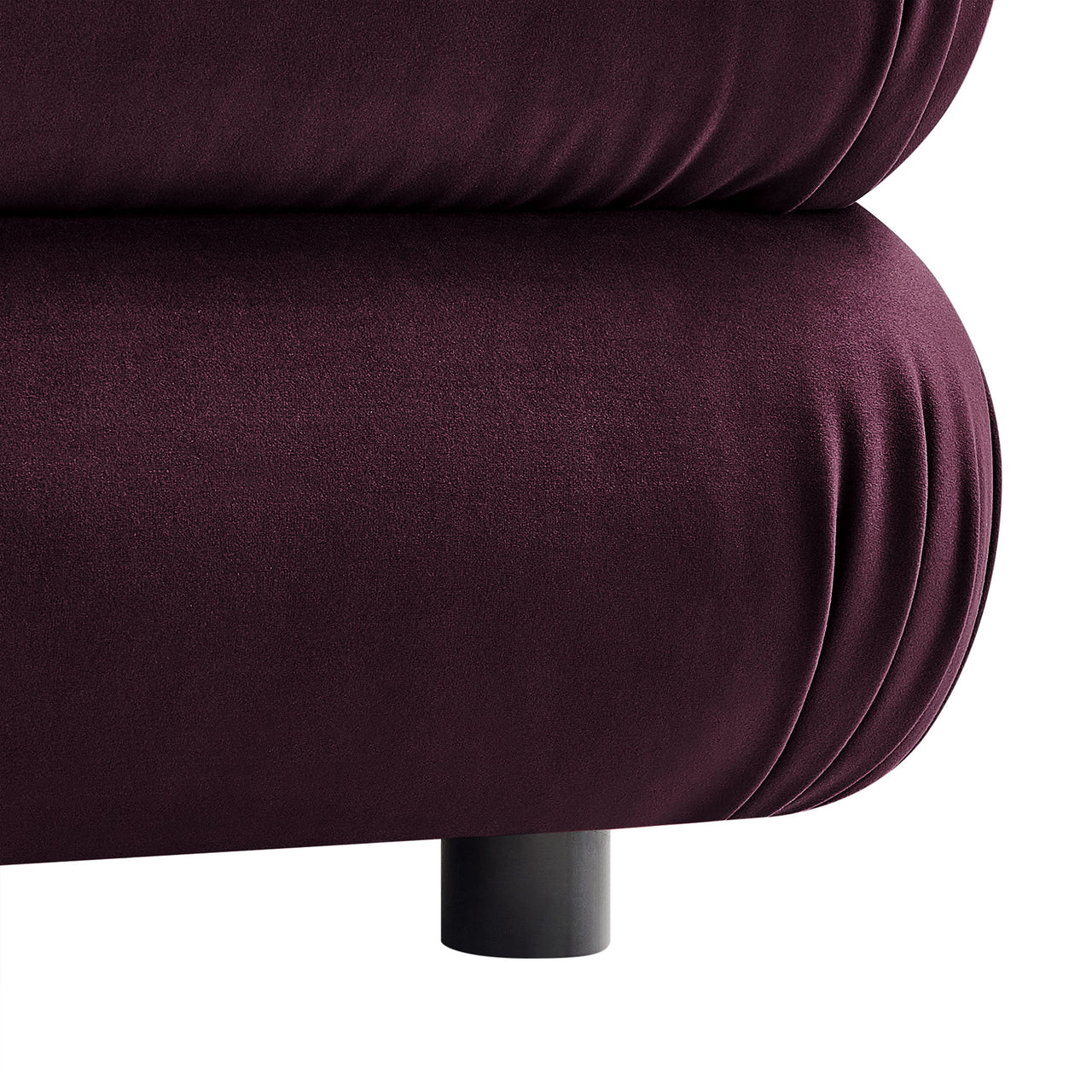 Strata Upholstered Velvet Ottoman | Modular Sectional Component, Wine