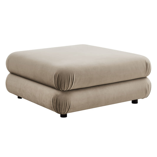 Strata Upholstered Velvet Ottoman | Modular Sectional Component, Taupe