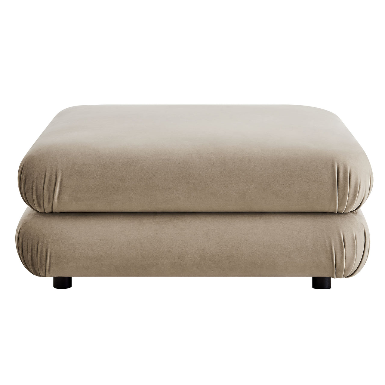 Strata Upholstered Velvet Ottoman | Modular Sectional Component, Taupe