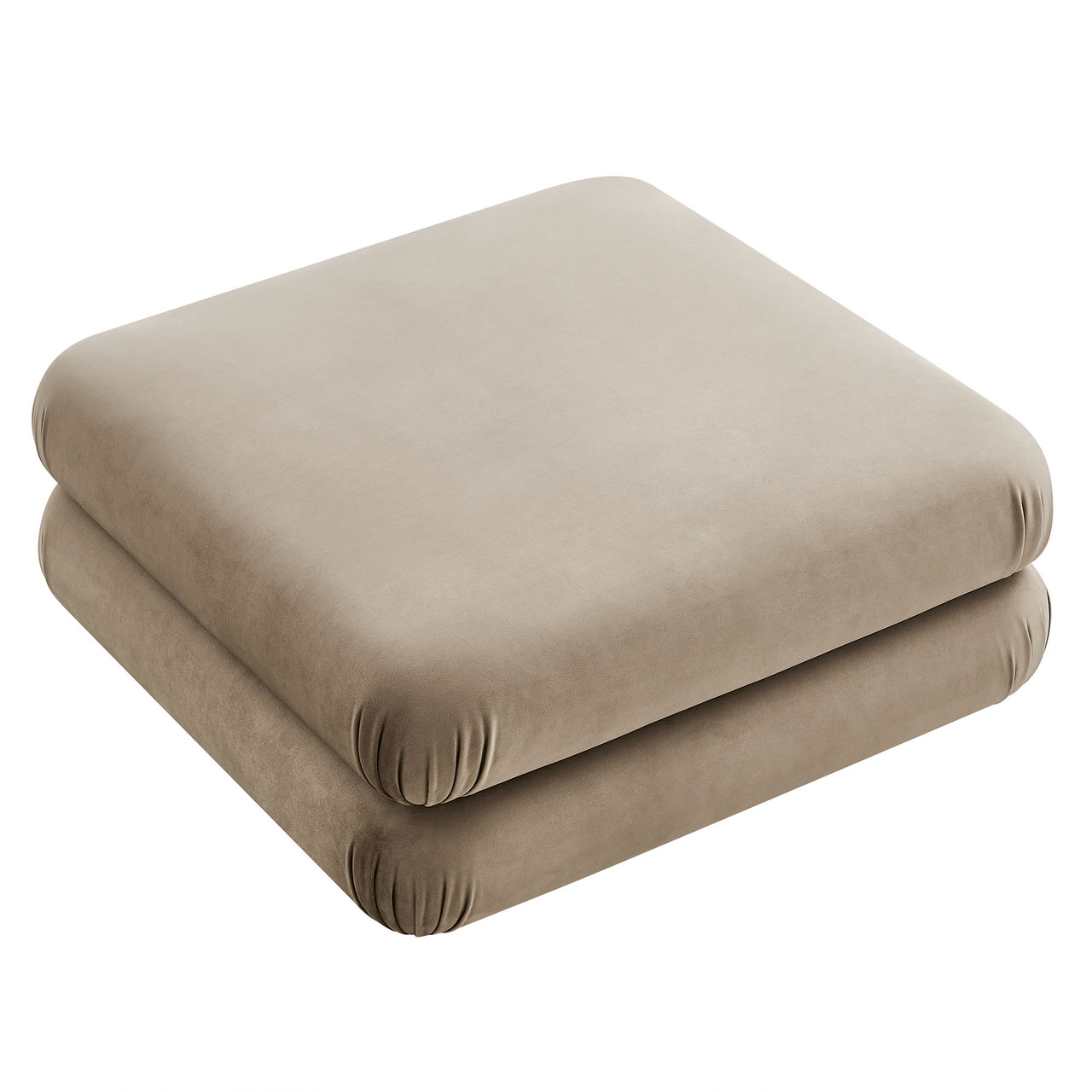 Strata Upholstered Velvet Ottoman | Modular Sectional Component, Taupe