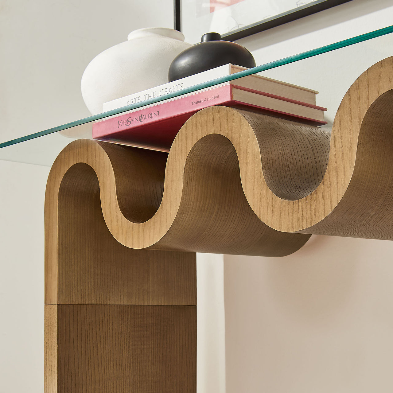 Dancing Console Table, Natural Wood