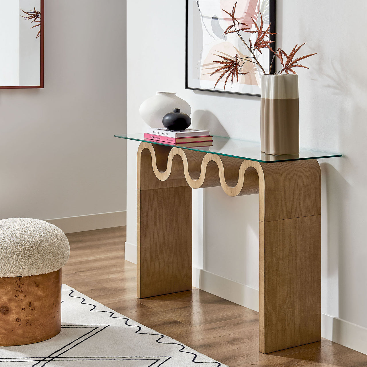 Dancing Console Table, Natural Wood