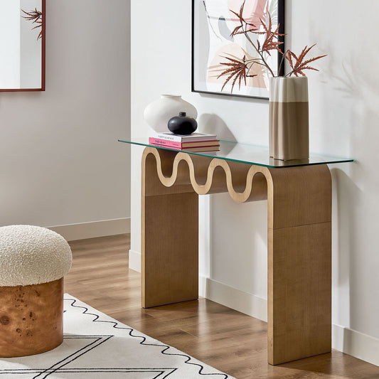 Dancing Console Table, Natural Wood
