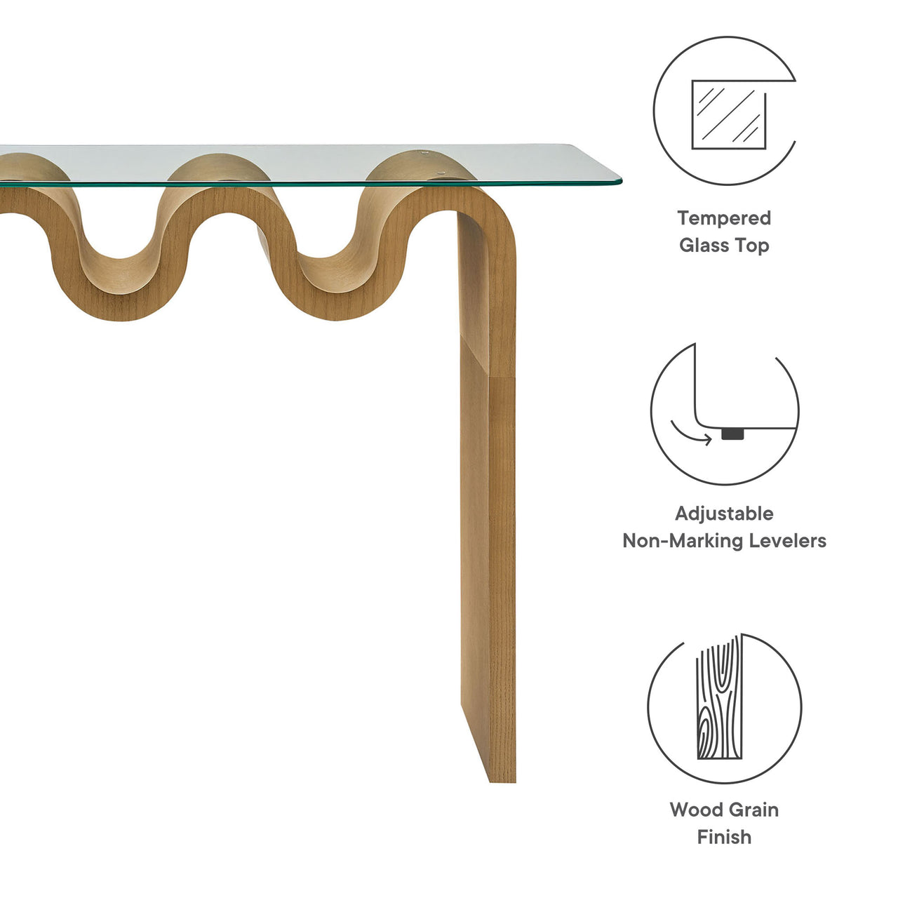 Dancing Console Table, Natural Wood