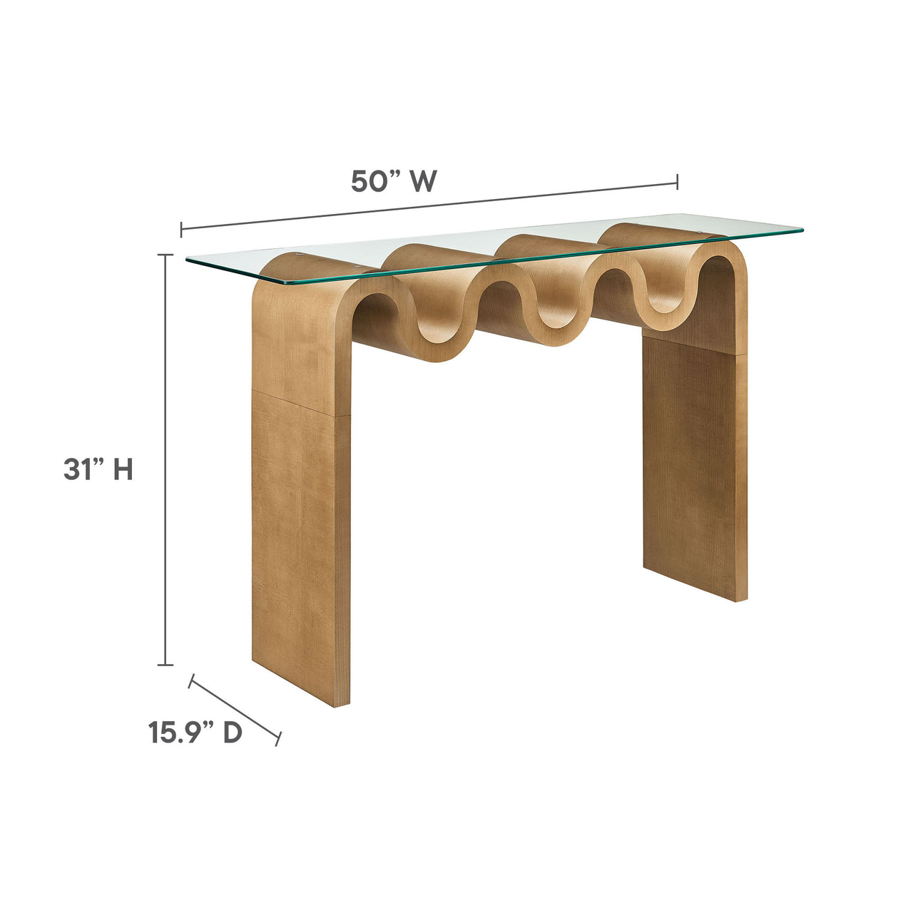 Dancing Console Table, Natural Wood