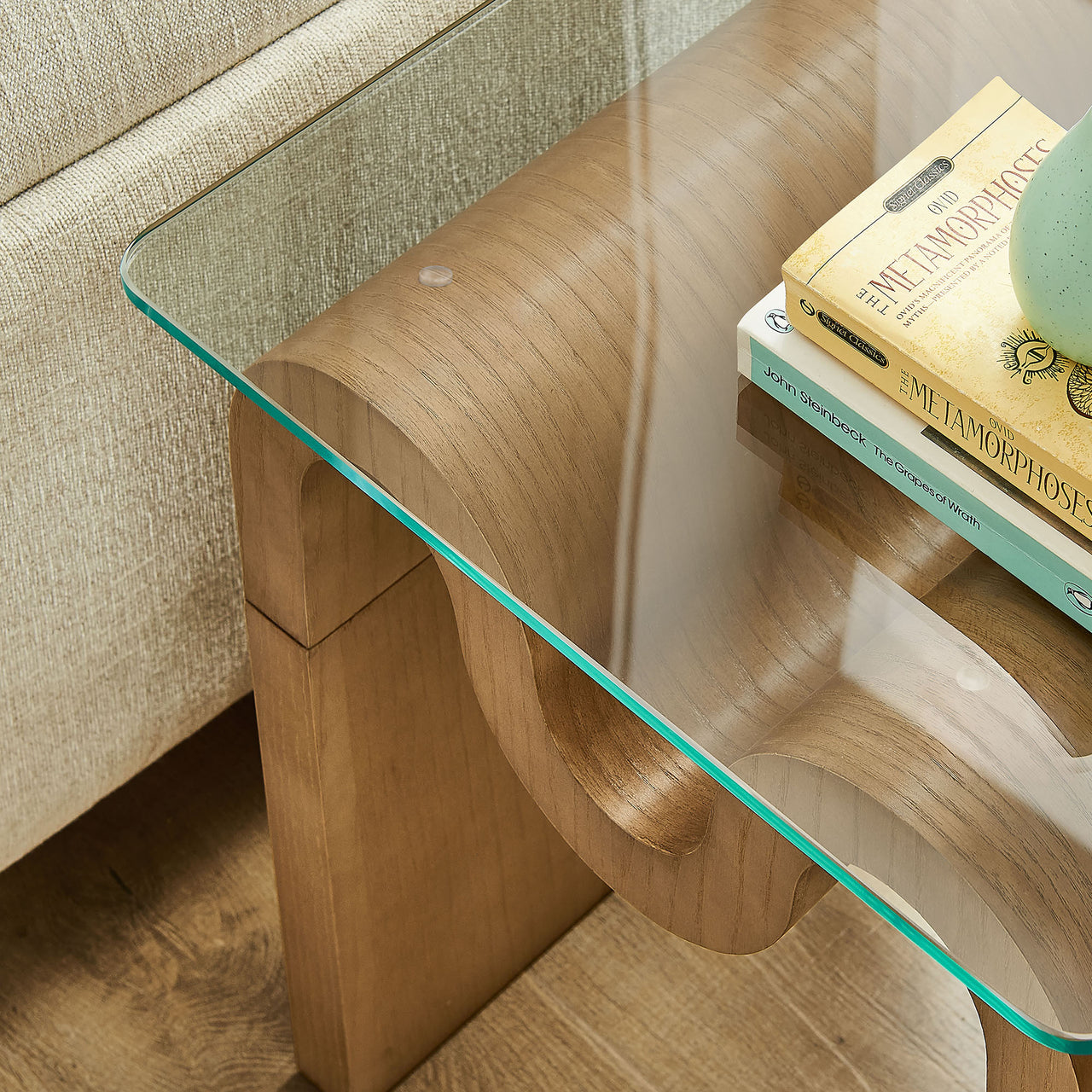 Dancing Side Table, Natural Wood