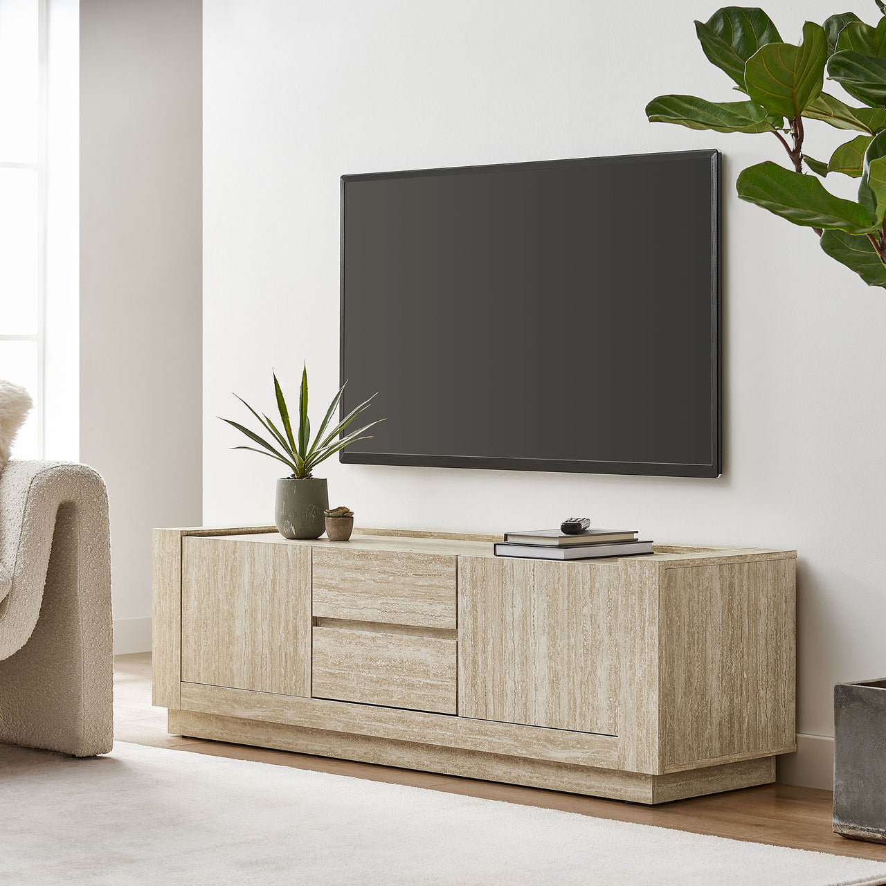 Terava TV Stand, Travertine