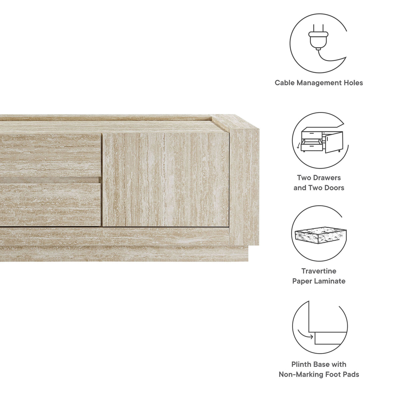 Terava TV Stand, Travertine