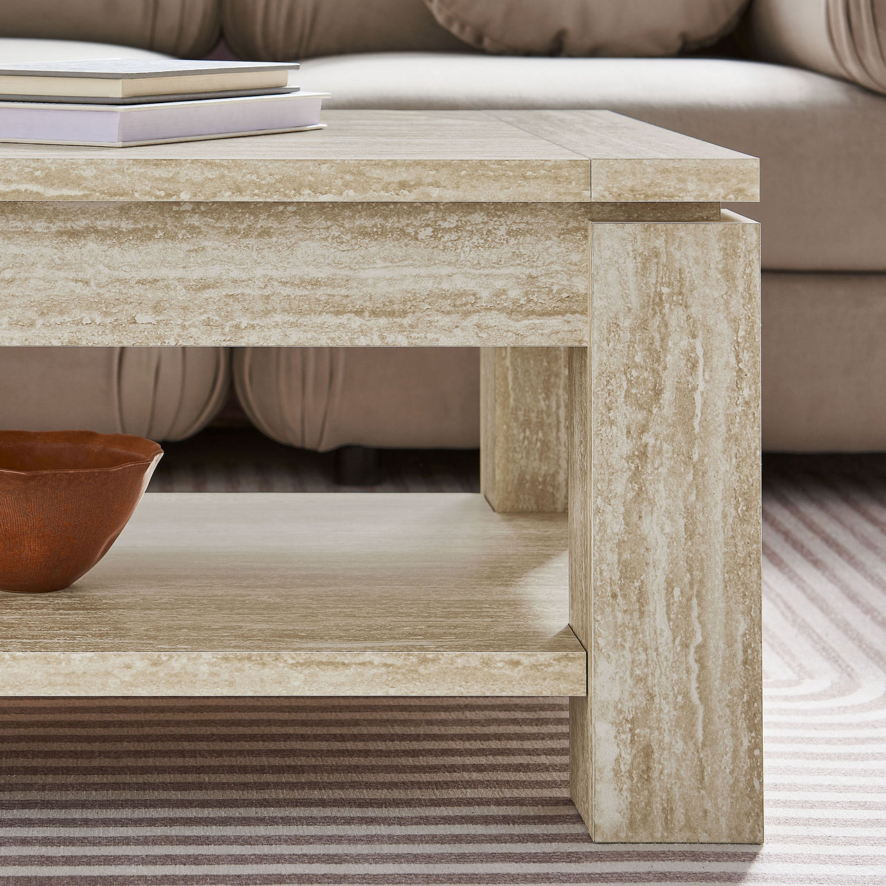 Terava Coffee Table, Travertine