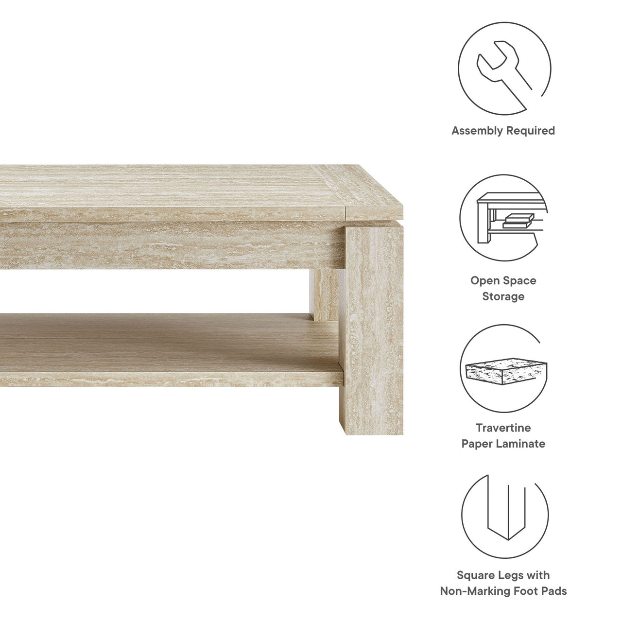Terava Coffee Table, Travertine