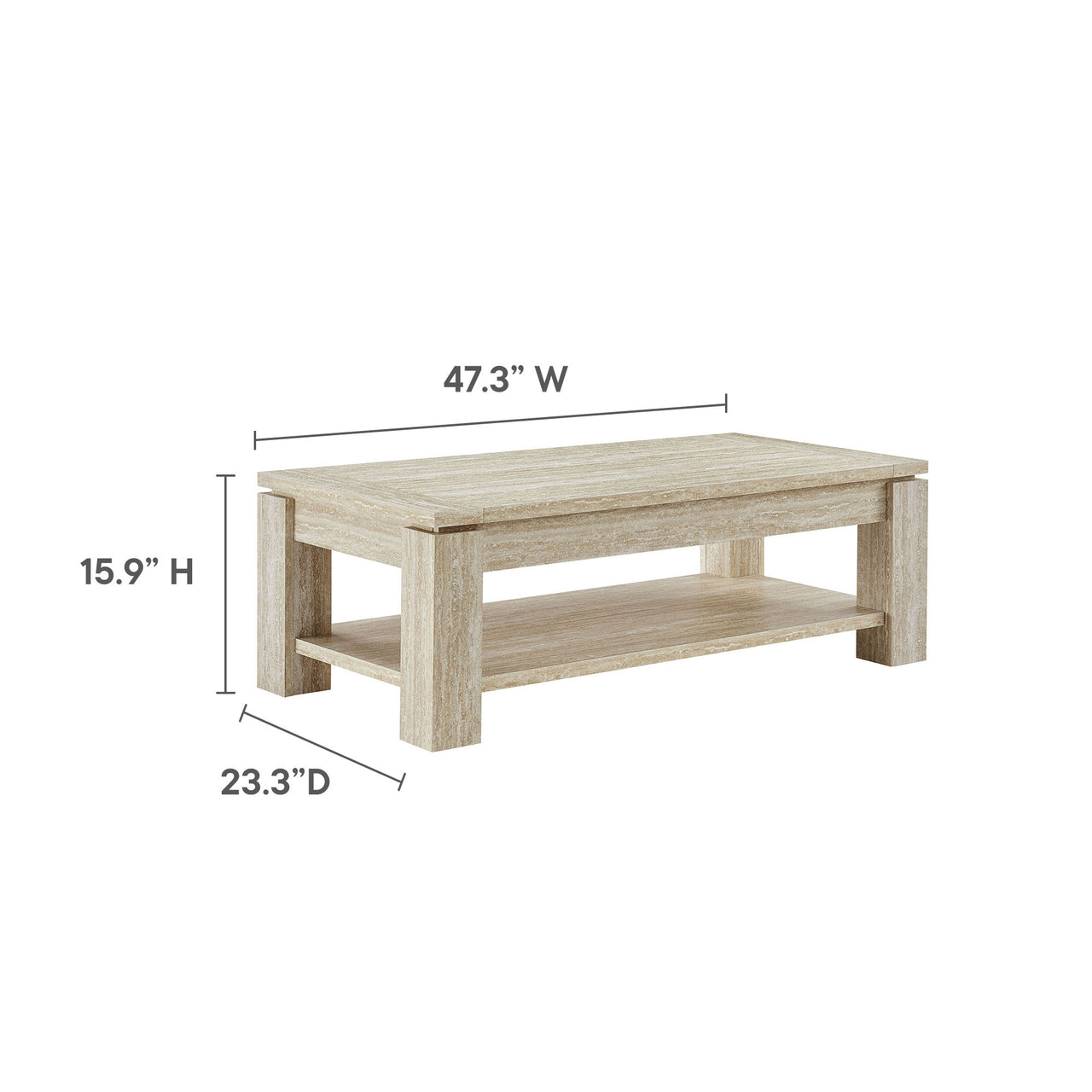 Terava Coffee Table, Travertine