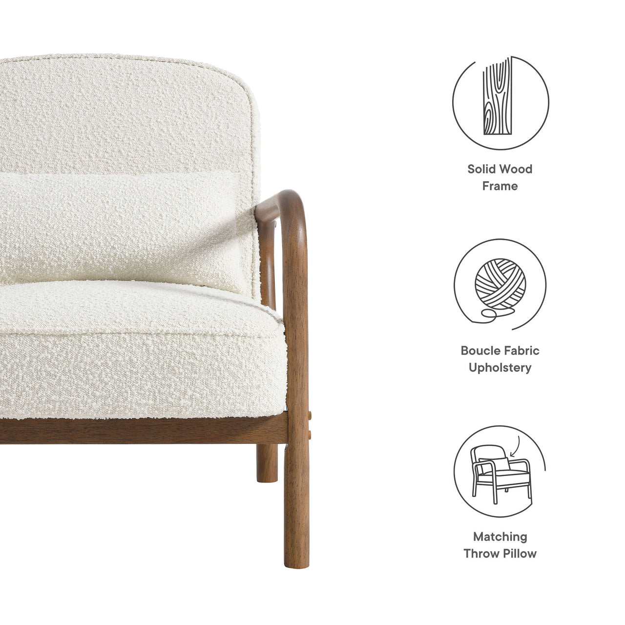 Faurien Boucle Armchair, Ivory