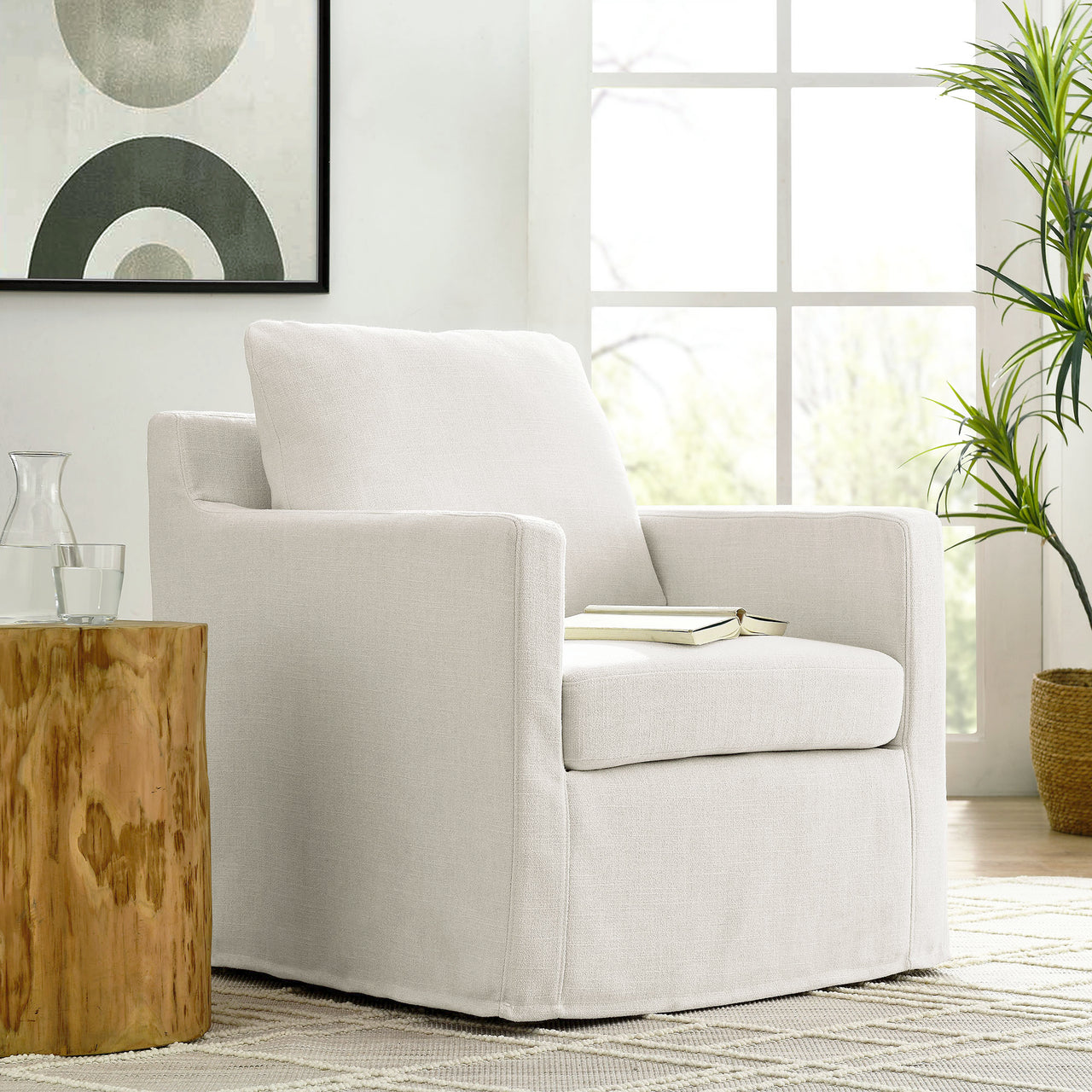 Monique Swivel Accent Chair, Sand