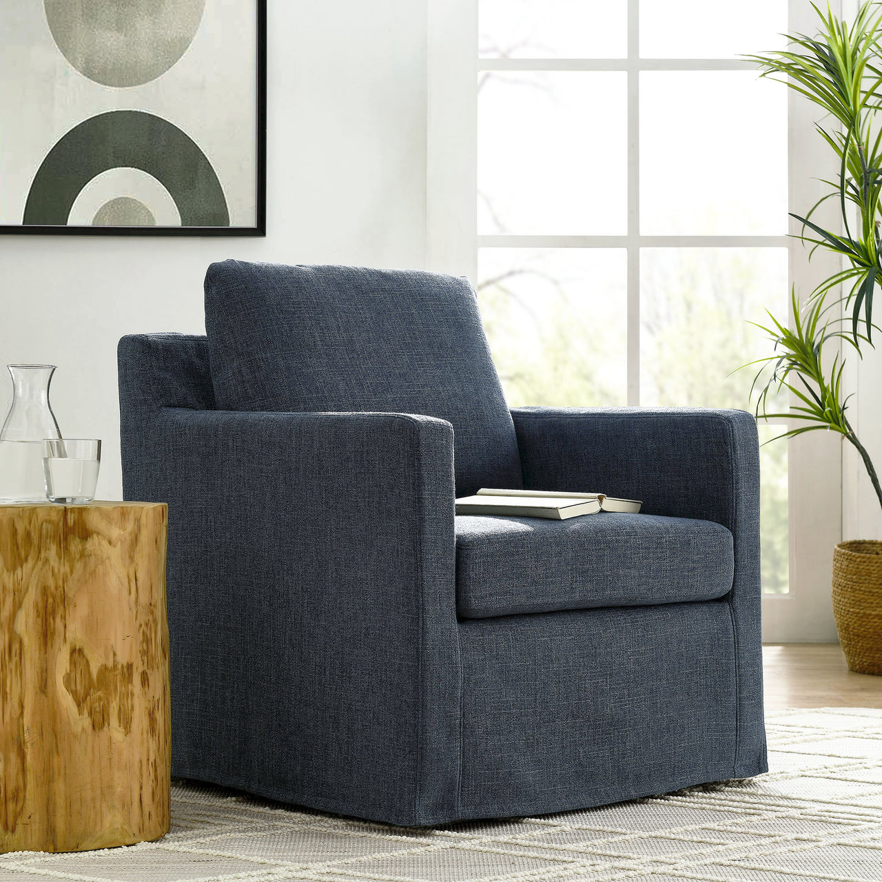 Monique Swivel Accent Chair, Slate