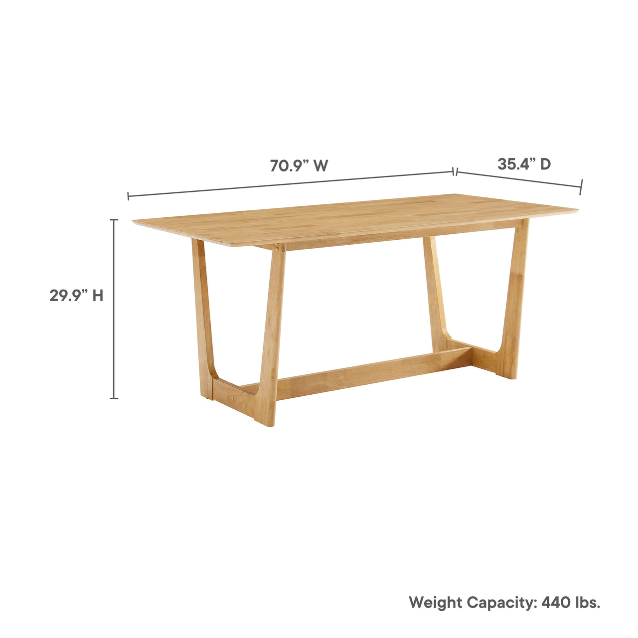 Hephaestus Rectangular Dining Table, Natural Wood