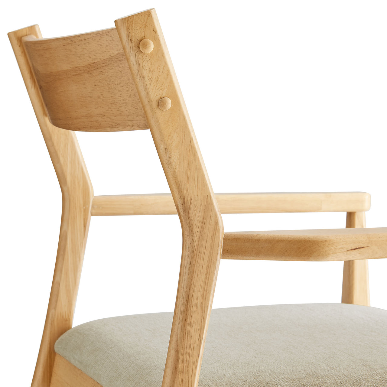 Hephaestus Fabric Dining Armchairs Set of 2, Natural Wood & Beige