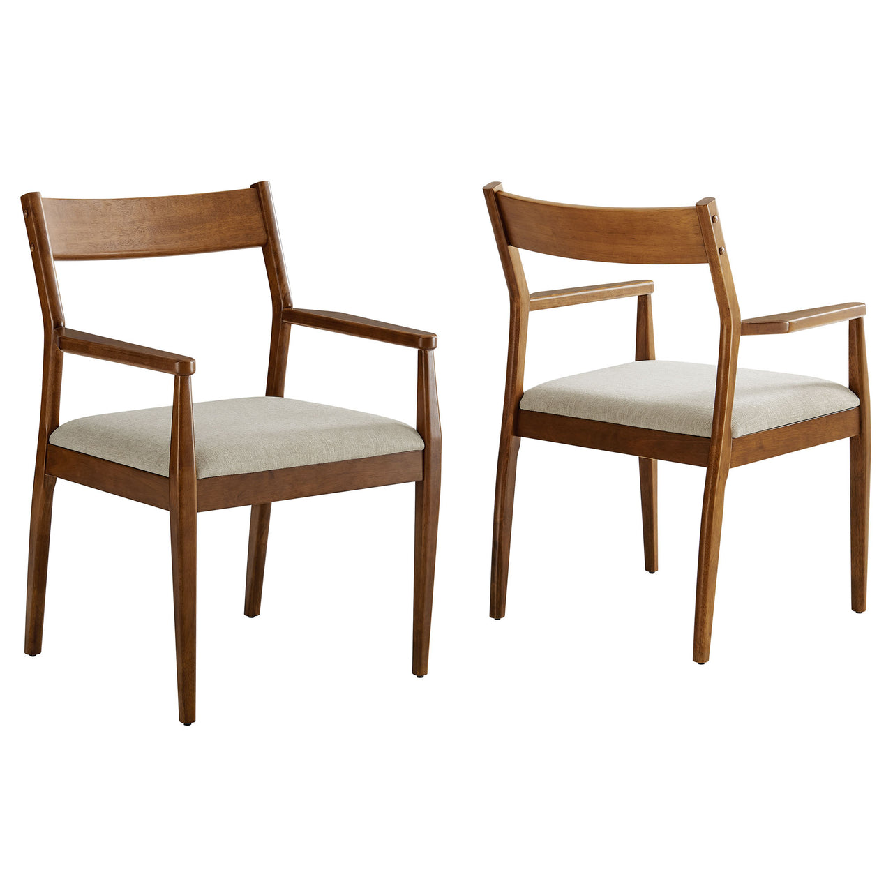 Hephaestus Fabric Dining Armchairs Set of 2, Walnut & Beige