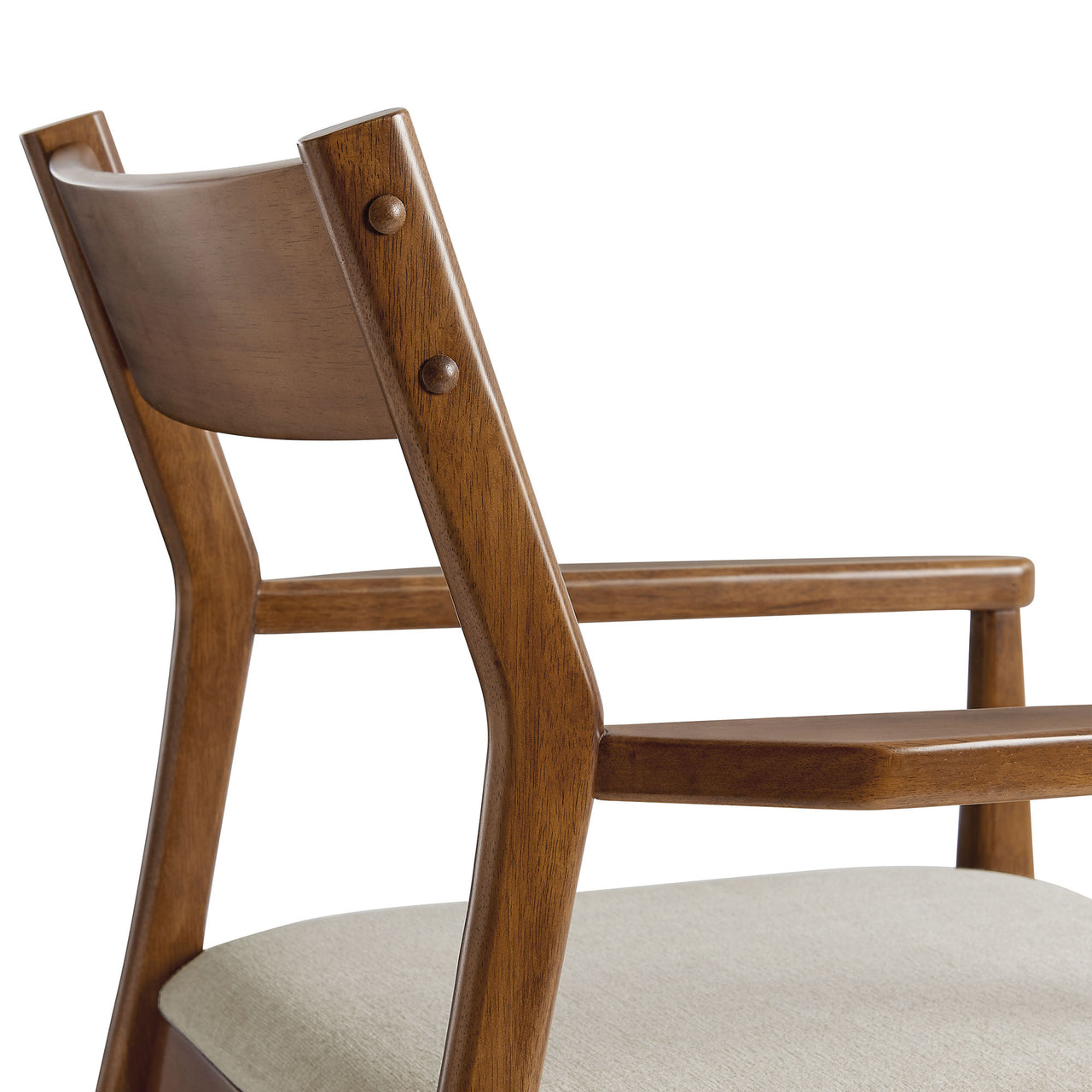 Hephaestus Fabric Dining Armchairs Set of 2, Walnut & Beige