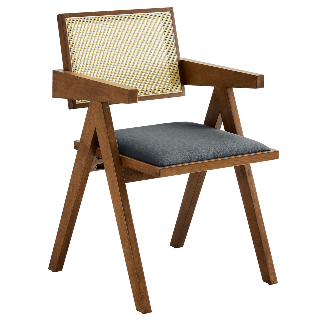 Demeter Eco-Leather Armchair Set of 2, Walnut & Black