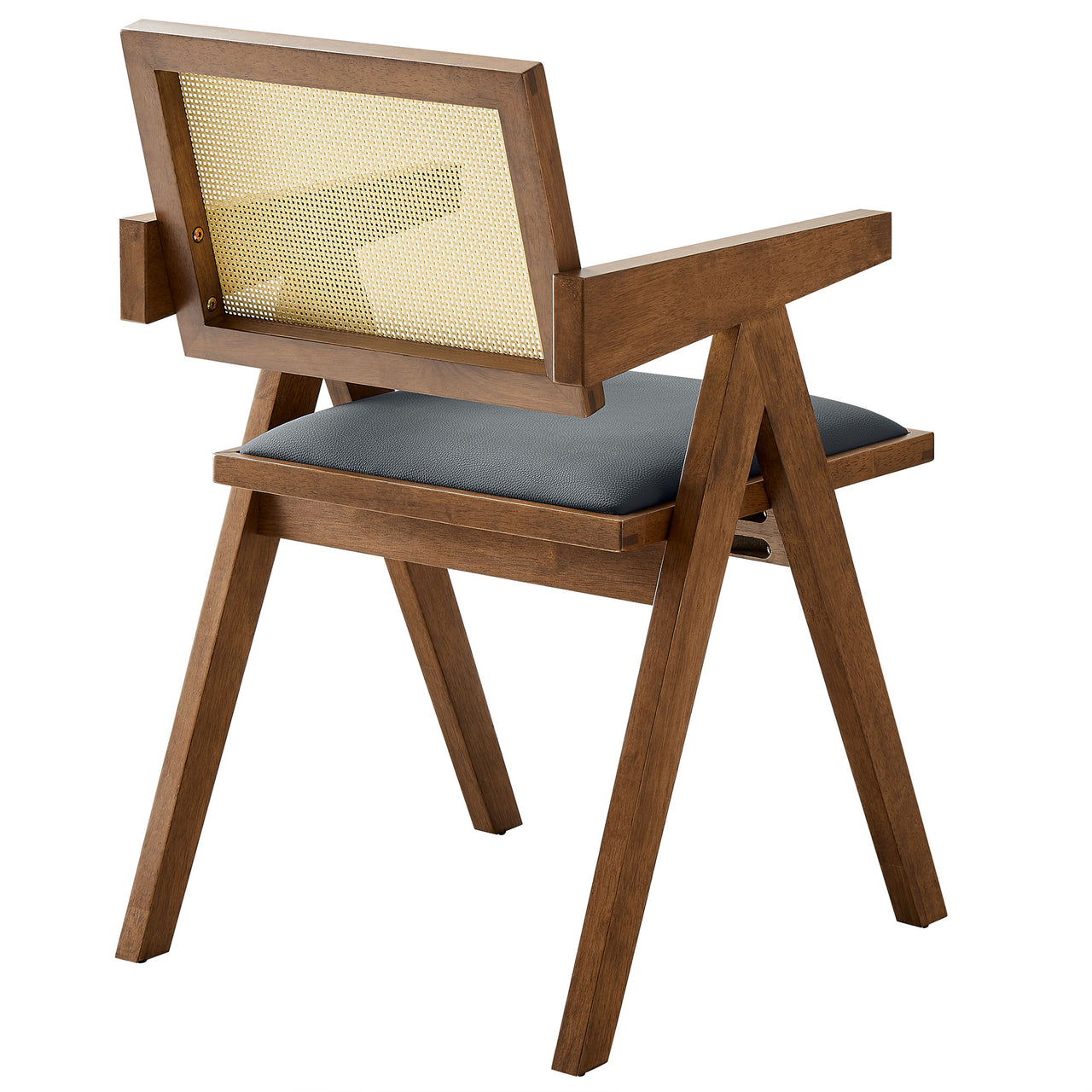 Demeter Eco-Leather Armchair Set of 2, Walnut & Black