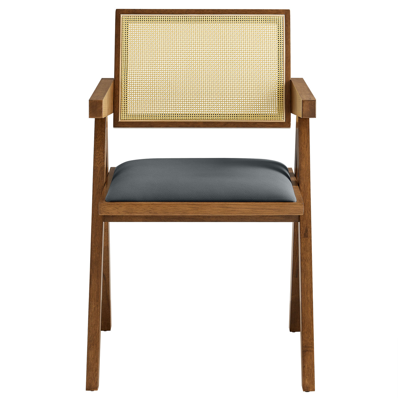 Demeter Eco-Leather Armchair Set of 2, Walnut & Black