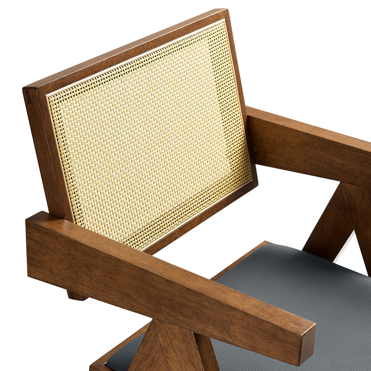 Demeter Eco-Leather Armchair Set of 2, Walnut & Black