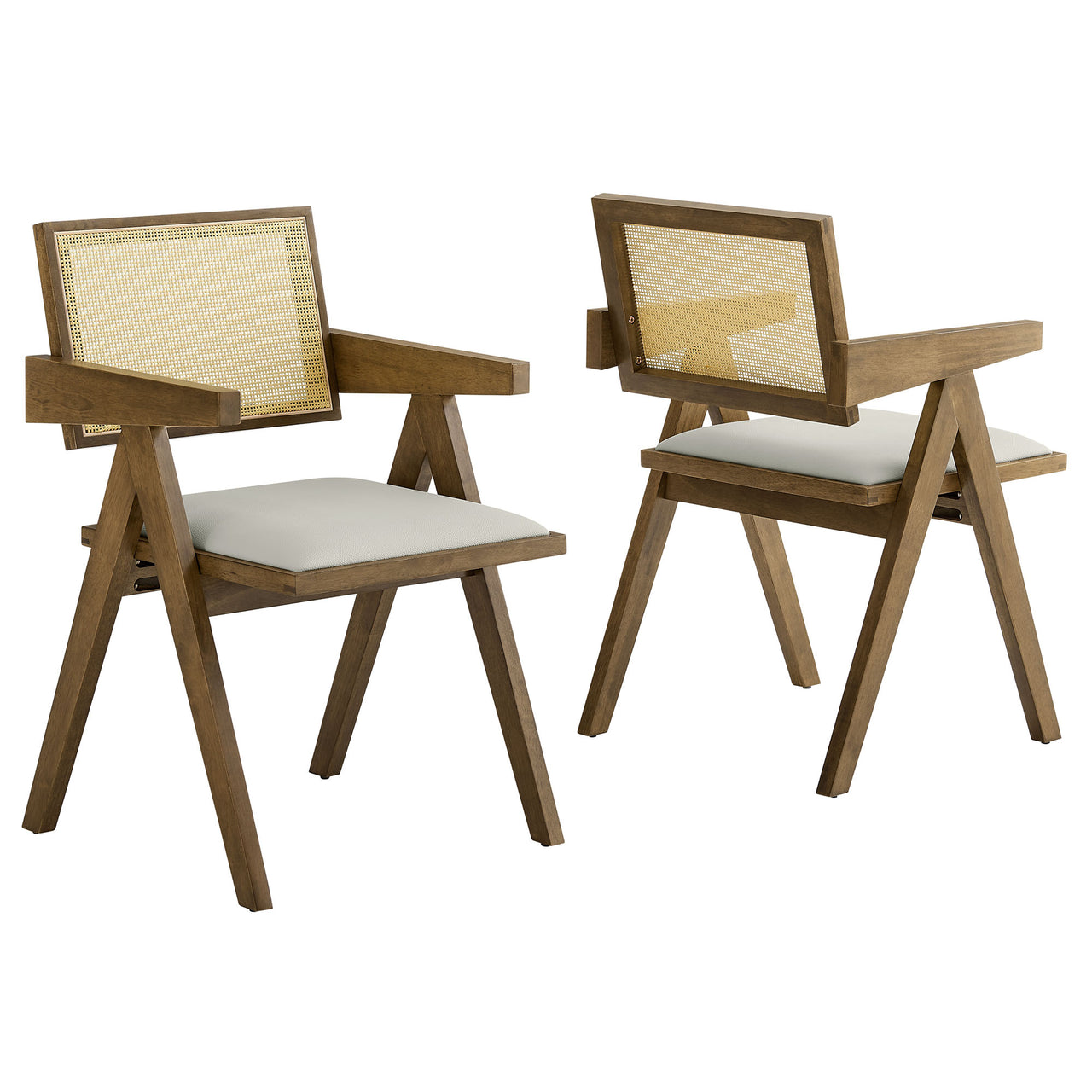 Demeter Eco-Leather Armchair Set of 2, Weathered Oak & Ivory