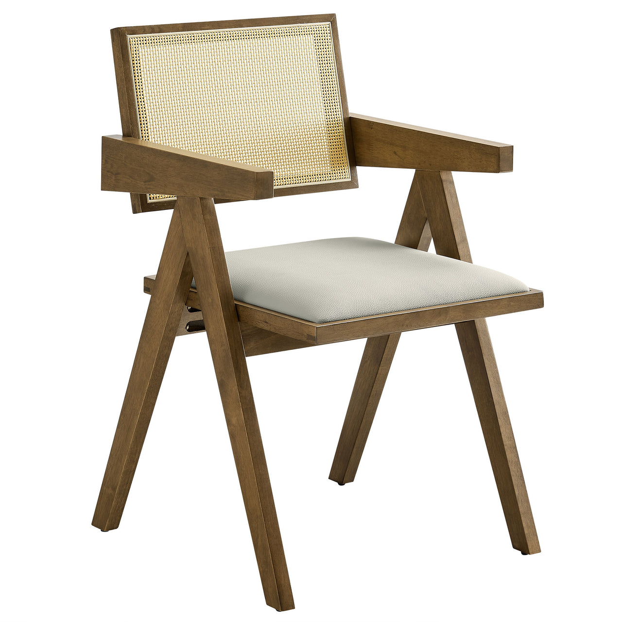 Demeter Eco-Leather Armchair Set of 2, Weathered Oak & Ivory