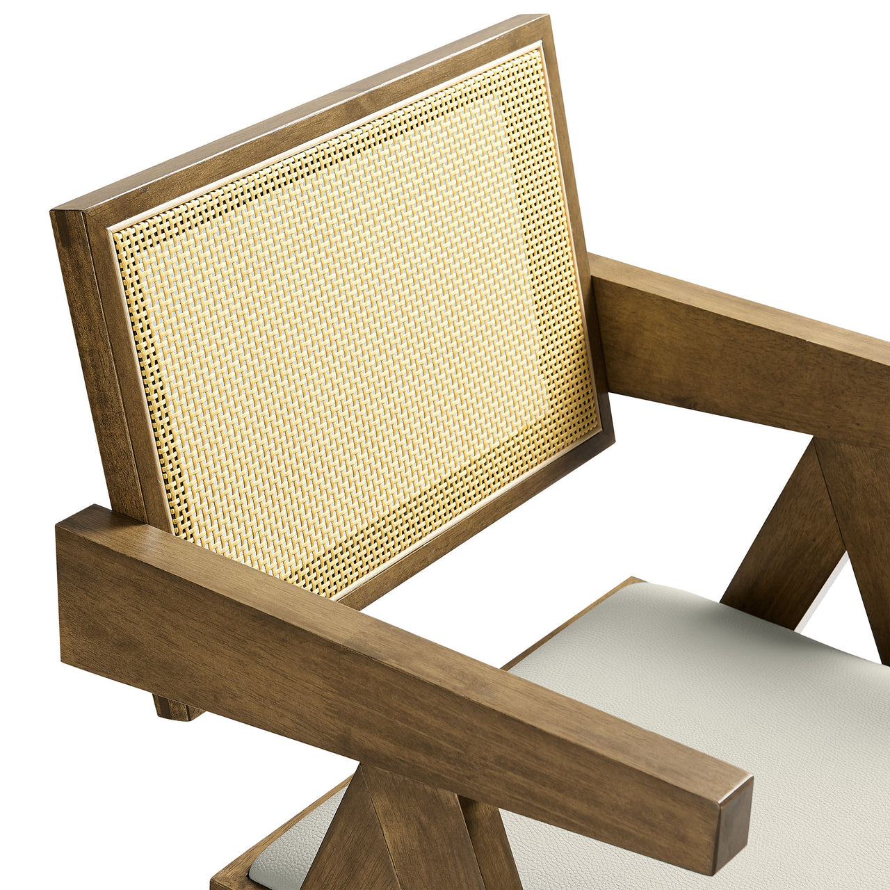 Demeter Eco-Leather Armchair Set of 2, Weathered Oak & Ivory