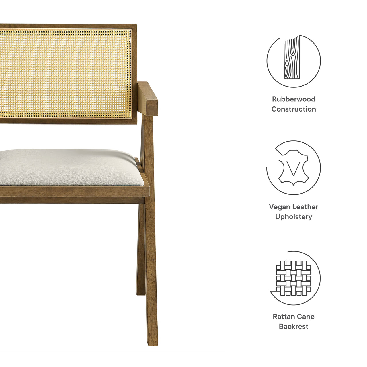 Demeter Eco-Leather Armchair Set of 2, Weathered Oak & Ivory