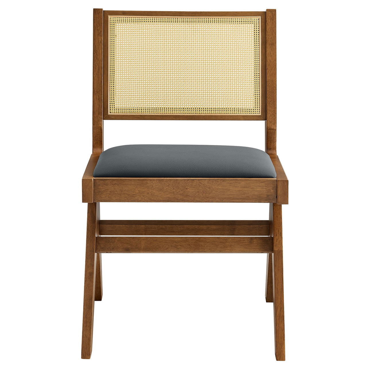 Demeter Eco-Leather Dining Chair Set of 2, Walnut & Black